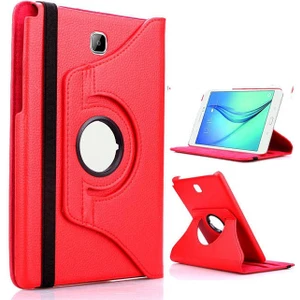 Samsung Galaxy Tab A 10.1 2016 P580 Kılıf Kapaklı Standlı 360 Dönerli Standlı Kapak Dn2 Kırmızı