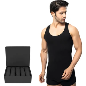Erkek %100 Pamuk Atlet 5'li Set, Rahat Kalıp, Siyah Premium Özel Kutusunda, İç Giyim, Çamaşır