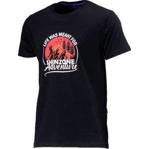 Erkek Bisiklet Yaka Standart Göğüs Baskılı Siyah T-Shirt