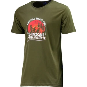 Erkek Bisiklet Yaka Standart Göğüs Baskılı Haki T-Shirt