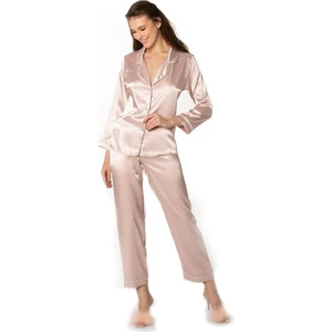 Pierre Cardin 1200 Kadın Saten Pijama Takımı-Pudra