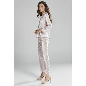 Pierre Cardin 1438 Kadın Saten Dantelli Pijama Takımı-Pudra