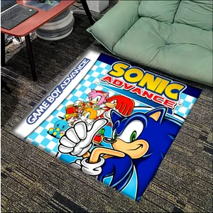 Get Carpet Yıkanabilir Kaymaz Taban Nostaljik Sonic Desenli Çocuk Genç Odası Oyuncu Halısı