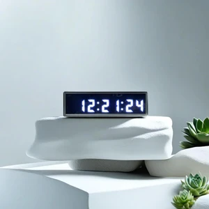 Sanec Saniyeli Dijital LED Duvar ve Masa Saat ve Derece - Beyaz (Kasa Ölçüsü: 7X26 Cm)