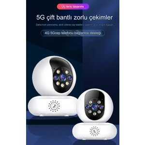 Yapay Zekalı  2.4/5g Wi-Fi Destekli Uzakta Izleme Hareket Sensörlü Konuşmalı Gece Görüşlü Ev Ofis Evcil Hayvan Bebek Güvenlik  Kamerası