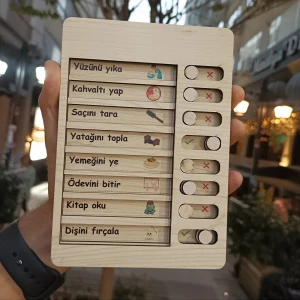 Günlük Rutin Checklist Kontrol Listesi (1 Adet) Eğitici Oyuncak Ahşap Yapılacaklar Listesi
