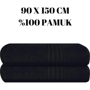 KAYABEY HOME Büyük Siyah Banyo Duş Havlusu Bir Adet %100 Pamuk 90X150 Büyük Boy Siyah Renkli Havlu