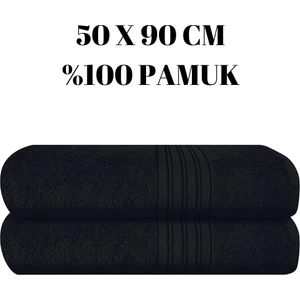 Kayabey Home Siyah El Yüz Havlusu Iki Adet 50 x 90 Baş Kafa Havlusu %100 Pamuk