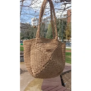 Yaso Shop Hasır Kağıt İp Omuz Çantası Hafif, Geniş, El Yapımı