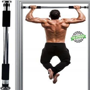 Tekno Trust Gümüş Uzun Boy 80-130CM Barfiks Çubuğu Çift Süngerli Ayarlanabilir Barfiks Çekme Demiri Barfiks Ale