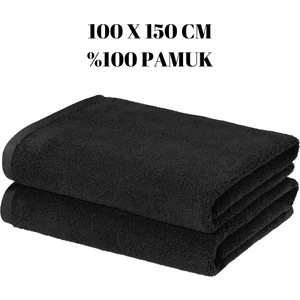 Kayabey Home Büyük Siyah Banyo Duş Havlusu Bir Adet %100 Pamuk 100X150 Büyük Boy Siyah Renkli Havlu