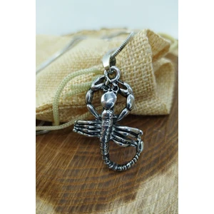 Paslanmaz Çelik Madalyon Akrep Figürlü Gümüş Rengi Parlak Kararmaz Çelik Kolye Unisex Kolye