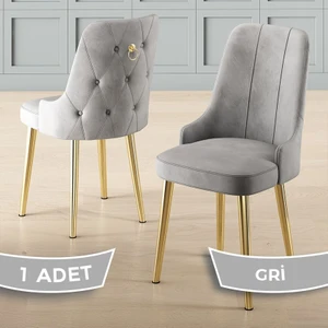 Newa Serisi 1 Adet Sandalye Babyface Kumaş Gold Kaplama Metal Ayaklı
