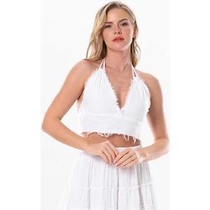 Eliş Şile Bezi Göcek Bağlama Detaylı Yazlık Müslin Büstiyer Beyaz Byz