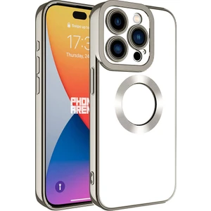 Apple iPhone 15 Pro Kılıf Logo Yeri Açık Kamera Lens Korumalı Renkli Kenarlı Şeffaf Silikon Titanyum