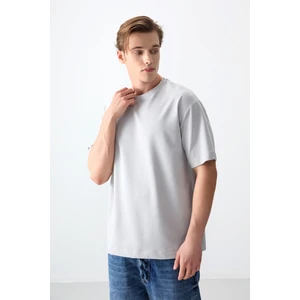 Taş Pamuklu Kalın Yumuşak Dokulu Oversize Fit Basic Erkek T-Shirt - 88377