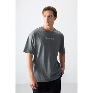 Air Jones Haki %100 Pamuk Kalın Yumuşak Dokulu Oversize Fit Baskılı Erkek T-Shirt - 88356