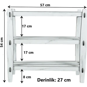 3 Katlı Ahşap Dekoratif Ayakkabılık