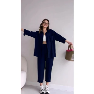 Keten Günlük Ikili Takım Elbise Pantolon Gömlek LN21LACIVERT