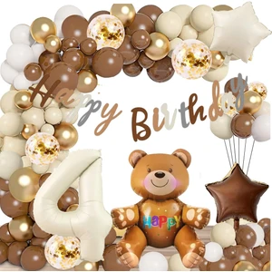 Bi Dolu Mutluluk Retro Renkler Ayı Folyo Balon Doğum Günü Konsept Balon Parti Eğlence