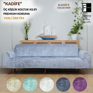 Kadife 3 kişilik koltuk örtüsü Lastikli Kanepe Örtüsü Gri | Lastikli Koltuk Örtüsü | Koltuk Kılıfı