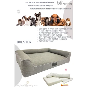 Bolster Üst Kalite Köpek Yatağı Süngerli Kılıflı  Sıvı Geçirmez Alezli 2 Fermuarlı