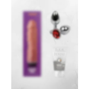 Aşkın Deposu Gerçekçi Yapıda 20 cm Vibratör + Anal Plug +  Jel 50ML
