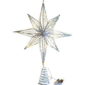 Noel Ağacı Toppers Yıldız LED Lamba Ev Noel Süslemeleri Ağaç Süsleri Için Sekiz Köşeli Yıldız Ağacı Işık, Gümüş,(Yurt Dışından)