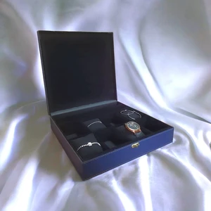 10 Bölmeli Deri Kaplamalı Aksesuar Takı Saat Kutusu