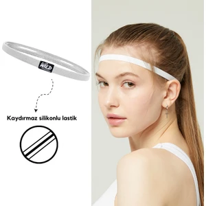 Wild Athletic Kaydırmaz Silikonlu Beyaz Spor Elastik Saç Bandı Tokası Wildflex