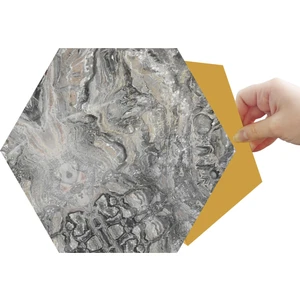 Tinkkendinden Yapışkanlı Mermer Desenli Altıgen Pvc Karo 27X31 cm