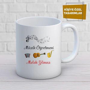 Casaba Hediyelik Kişiye Özel Isim Yazılabilir Müzik Öğretmeni Kupa Bardak