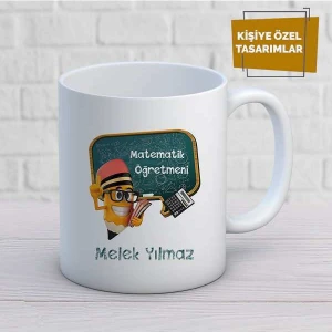 Casaba Hediyelik Kişiye Özel Isim Yazılabilir Matematik Öğretmeni Kupa Bardak