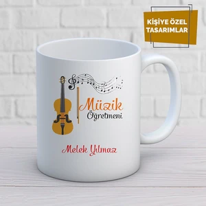 Casaba Hediyelik Kişiye Özel Isim Yazılabilir Müzik Öğretmeni Kupa Bardak