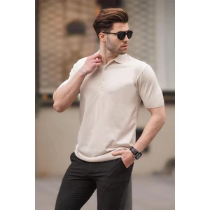 Taş Rengi Erkek Polo Yaka Düz Tişört 6878