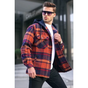 Kiremit Kapüşonlu Ekoseli Oduncu Gömlek 5577