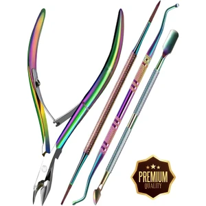 Solgen Manikür Pedikür Seti Kütikül Tırnak Eti Itici Set Kesici Set XLP401 Rainbow