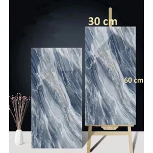 30X60 cm Mavi Mermer Desenli Kendinden Yapışkanlı Seramik Köpük Banyo Wc Kaplama Pvc Duvar Paneli