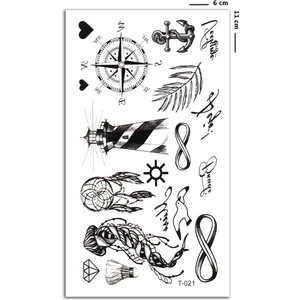 BearPear BP Tattoo Mini Boy Karışık Geçici Dövme Deniz Temalı Çocuklar İçin 6x11 cm