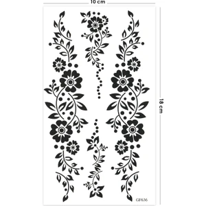 BP Tattoo Siyah Çiçek Desenli Henna Geçici Dövme