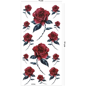 BP Tattoo Kırmızı Gül Otantik Geçici Dövme Gül Tattoo
