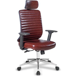 Cars Yönetici Koltuğu Deri Kaplama Krom Ayaklı 3D Kolçaklı Konforlu Ofis Koltuğu