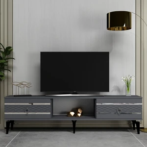 Demonte Dekor Pelin Tv Sehpası Antrasit-Gümüş