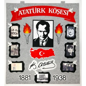 Keçeli Dünyam Atatürk Köşesi Gri Zeminli (Keçe Eğitim Materyali)