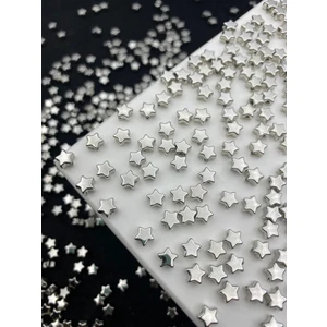 Hedef Bijuteri 50 Adet Gümüş-Nikel Renk 6mm Ccb Yıldız, Metalize Metal Görünümlü Plastik Yıldız Boncuk,takı Boncuğu