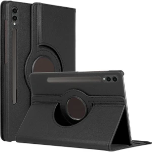 Samsung Galaxy Tab S9 Ultra X910 Kılıf 360 Rotating Stand Deri Siyah