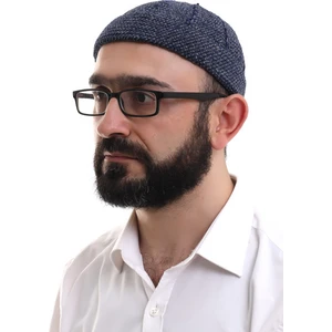 Lacivert Füme Katlamalı Çift Renk Kışlık Kadife Takke