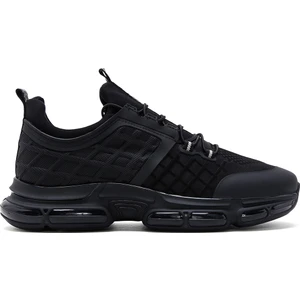 Erkek Siyah Kalın Tabanlı Deri Casual Sneaker