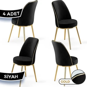 Pefa Serisi 4 Adet Mutfak Sandalyesi Gold Kaplama Metal Ayak 1. Sınıf Babyface Kumaş