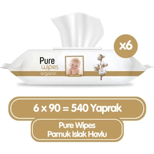 Pure Wipes Organik Islak Havlu Mendil 90X6 540  Yaprak